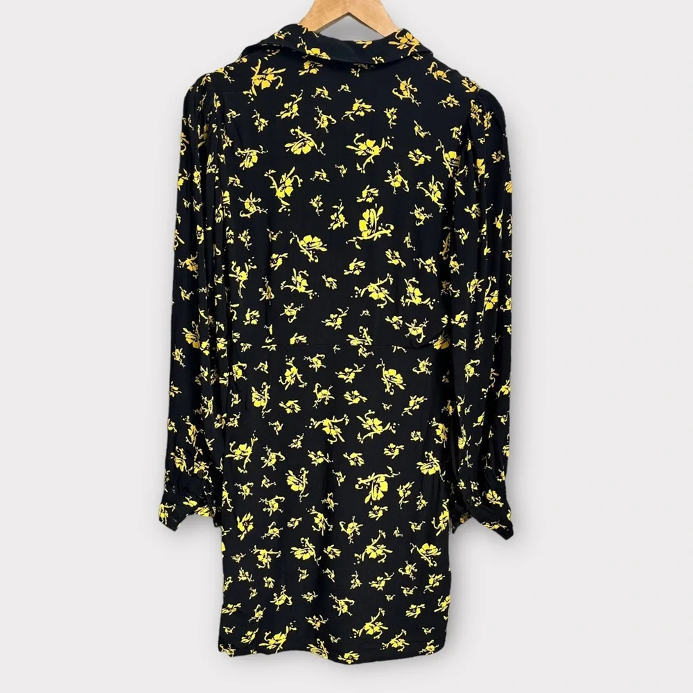 Ganni Floral Print Crepe Long Sleeve Dress - Picture 4 of 10
